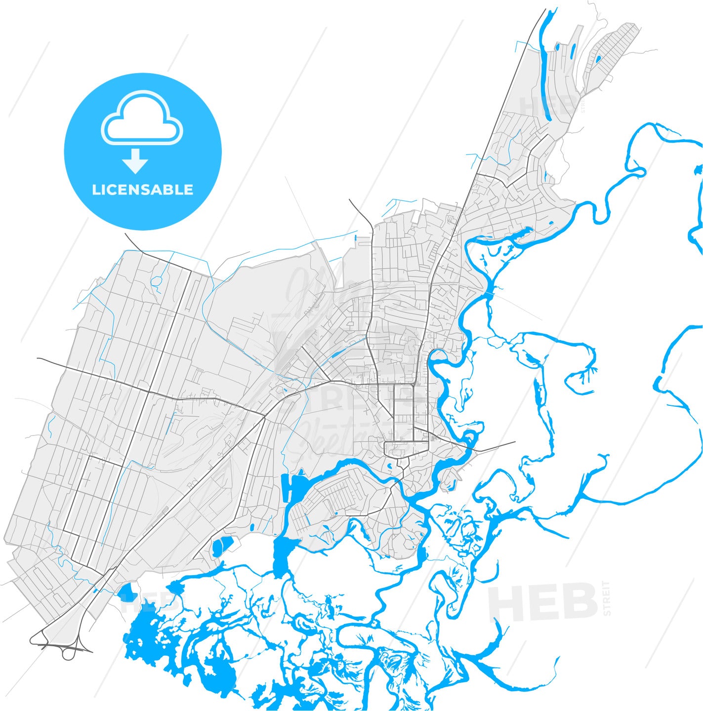 Novomoskovsk, Dnipropetrovsk Oblast, Ukraine, high quality vector map