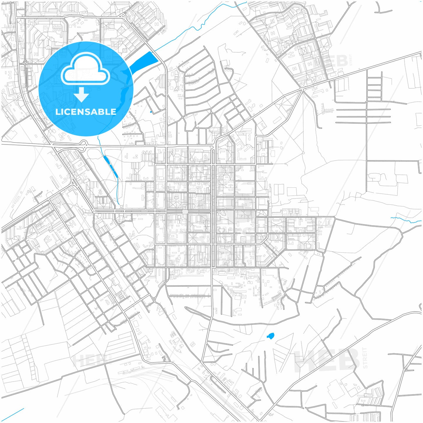 Novomoskovsk, Tula Oblast, Russia, city map with high quality roads.