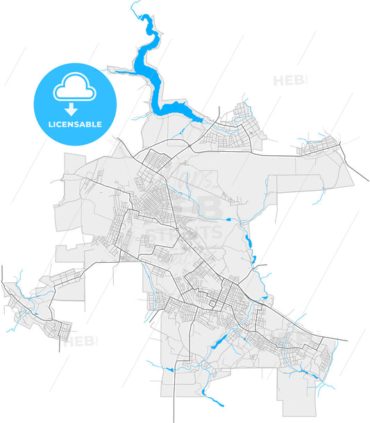 Novoshakhtinsk, Rostov Oblast, Russia, high quality vector map