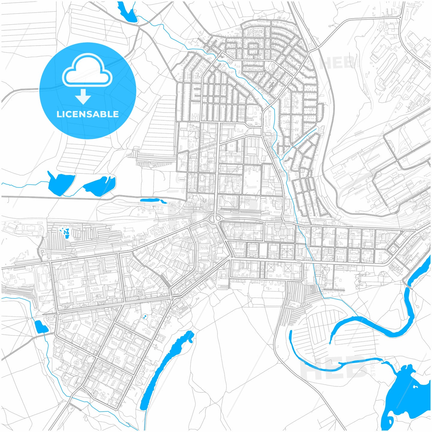 Novotroitsk, Orenburg Oblast, Russia, city map with high quality roads.