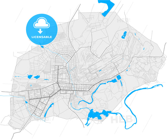 Novotroitsk, Orenburg Oblast, Russia, high quality vector map