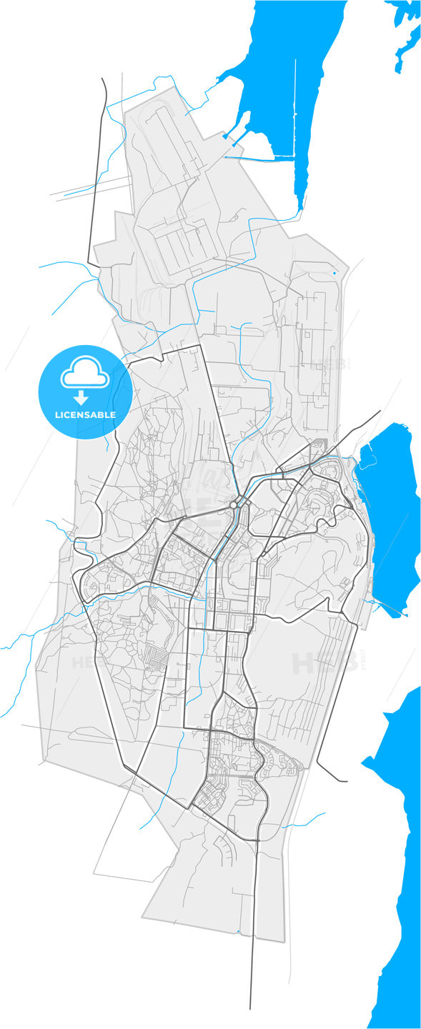 Novouralsk, Sverdlovsk Oblast, Russia, high quality vector map