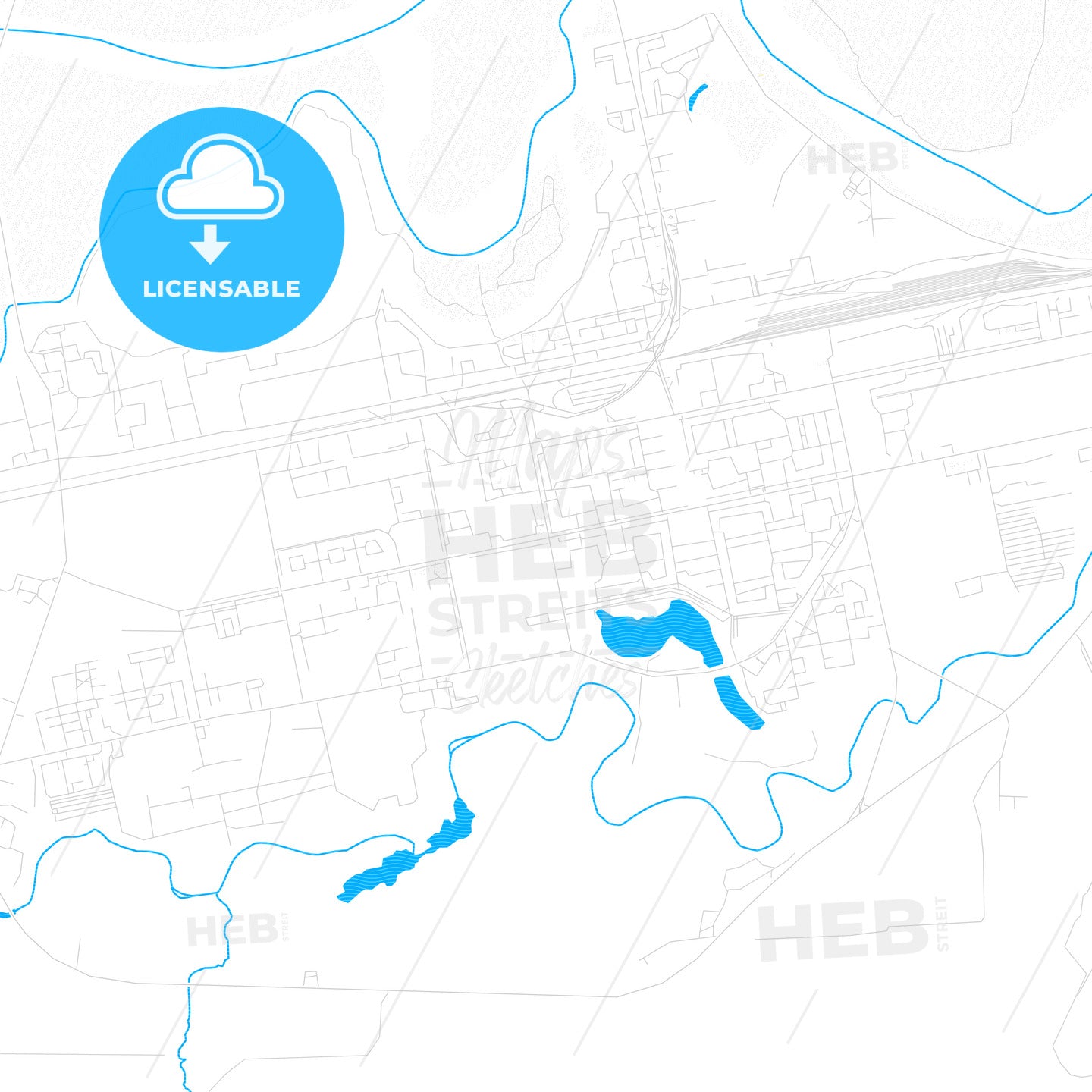 Novy Urengoy, Russia PDF vector map with water in focus
