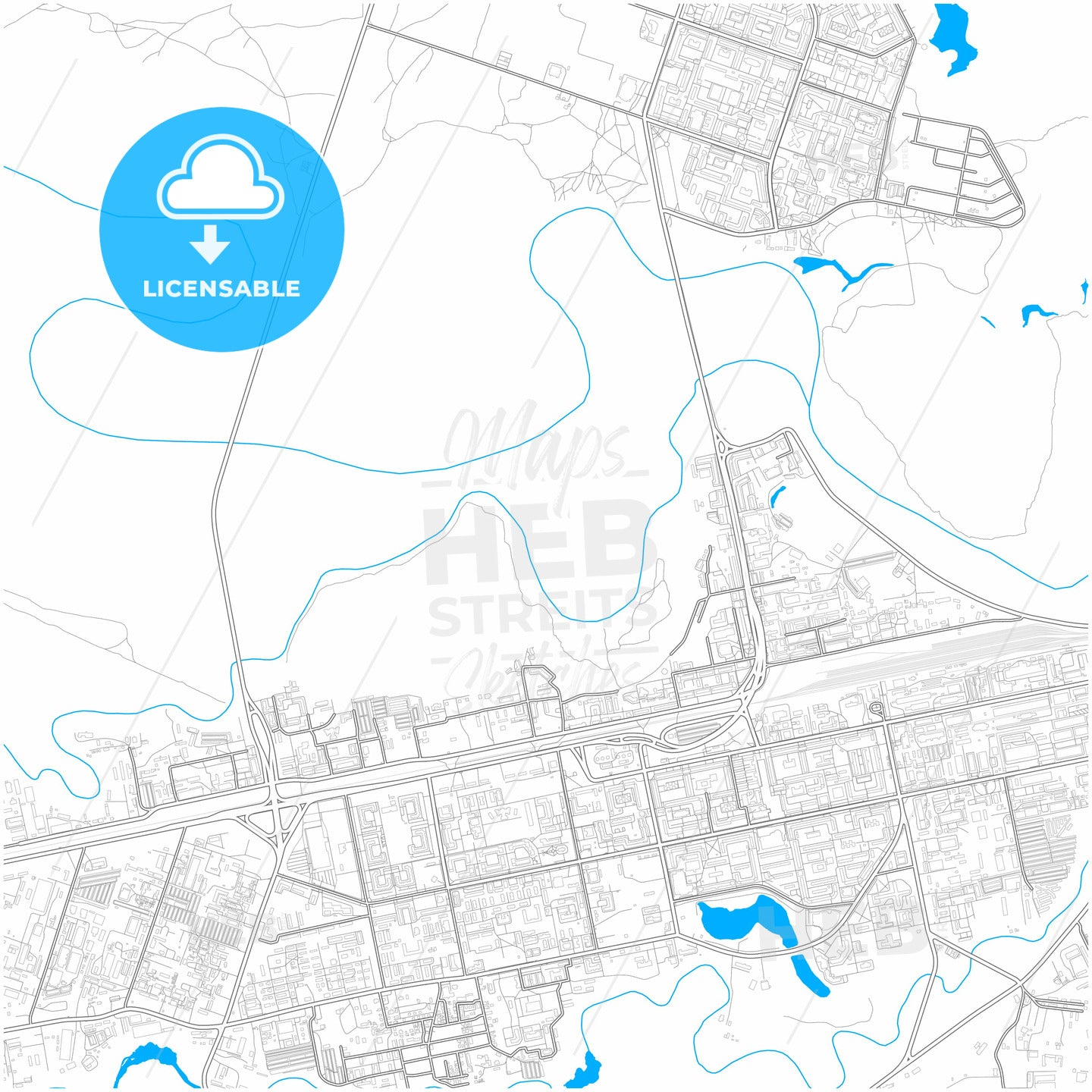 Novy Urengoy, Yamalo-Nenets Autonomous Okrug, Russia, city map with high quality roads.