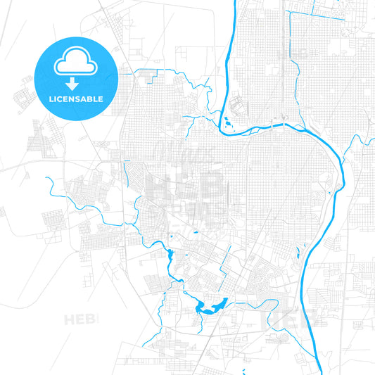 Nuevo Laredo, Mexico PDF vector map with water in focus