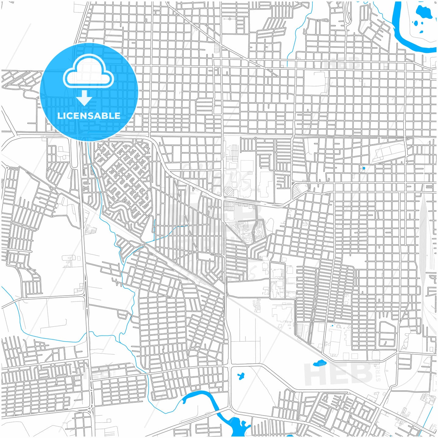 Nuevo Laredo, Tamaulipas, Mexico, city map with high quality roads.