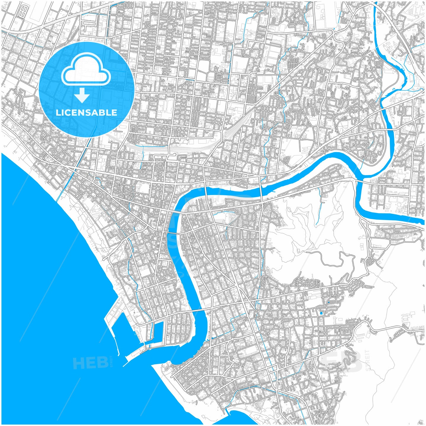 Numazu, Shizuoka, Japan, city map with high quality roads.