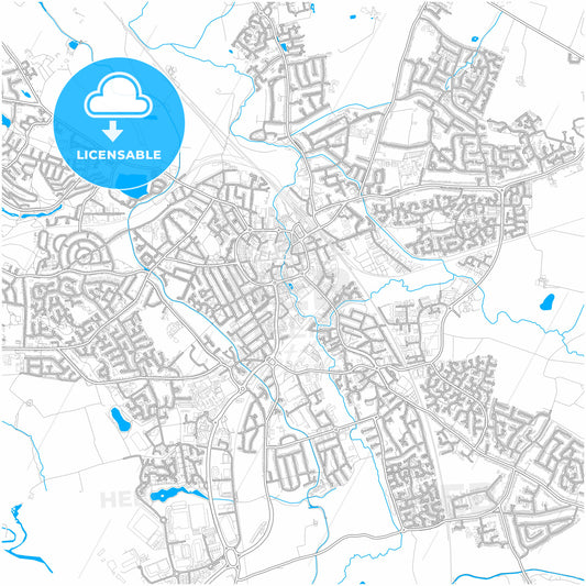 Nuneaton, West Midlands, England, city map with high quality roads.