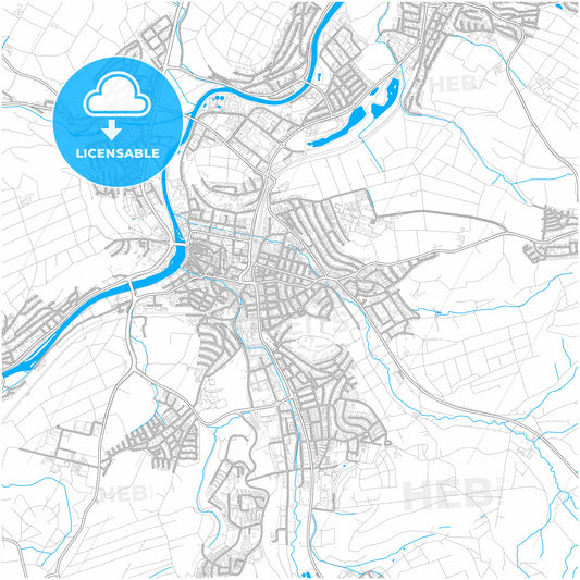 Nurtingen, Baden-Wuerttemberg, Germany, city map with high quality roads.