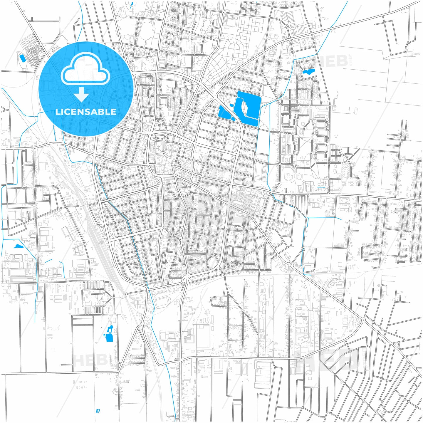 Nyíregyháza, Szabolcs-Szatmár-Bereg, Hungary, city map with high quality roads.