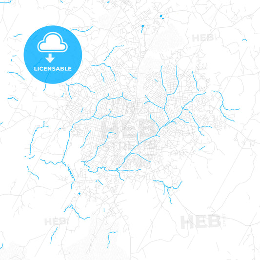 Nzerekore, Guinea PDF vector map with water in focus