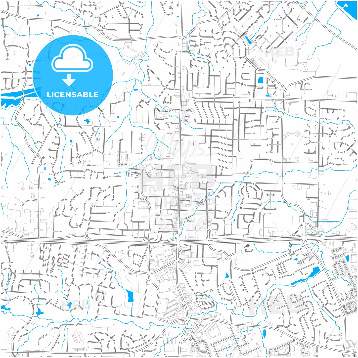 O Fallon, Missouri, United States, city map with high quality roads.