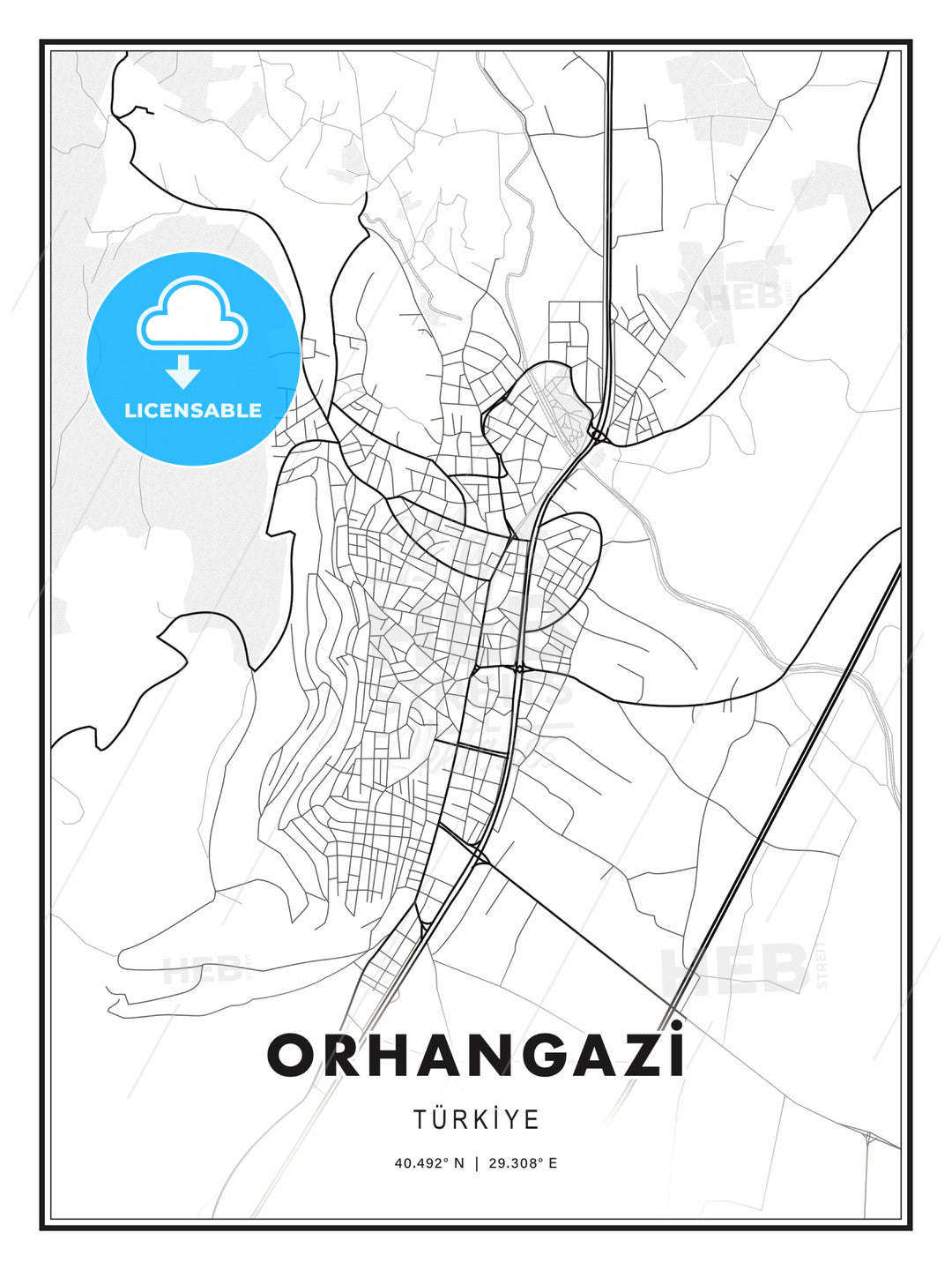 ORHANGAZİ / Orhangazi, Turkey, Modern Print Template in Various Formats - HEBSTREITS Sketches