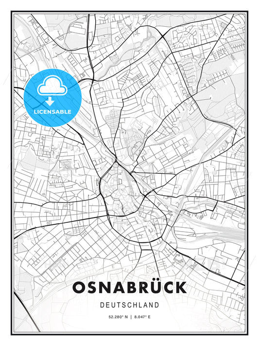 OSNABRÜCK / Osnabruck, Germany, Modern Print Template in Various Formats - HEBSTREITS Sketches