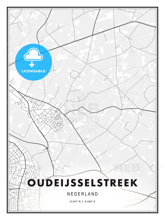 OUDEIJSSELSTREEK / Oude IJsselstreek, Netherlands, Modern Print Template in Various Formats - HEBSTREITS Sketches