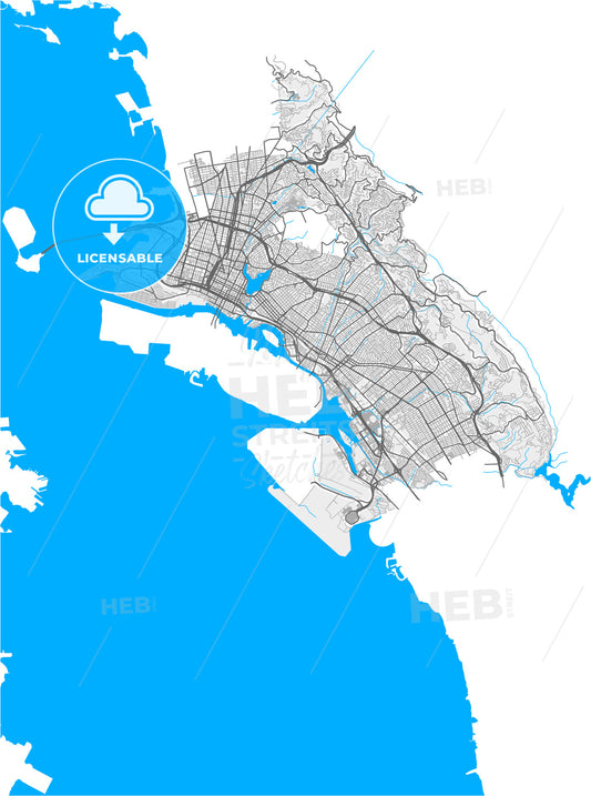 Oakland, California, United States, high quality vector map
