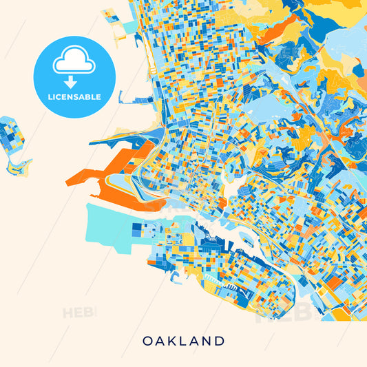 Oakland colorful map poster template