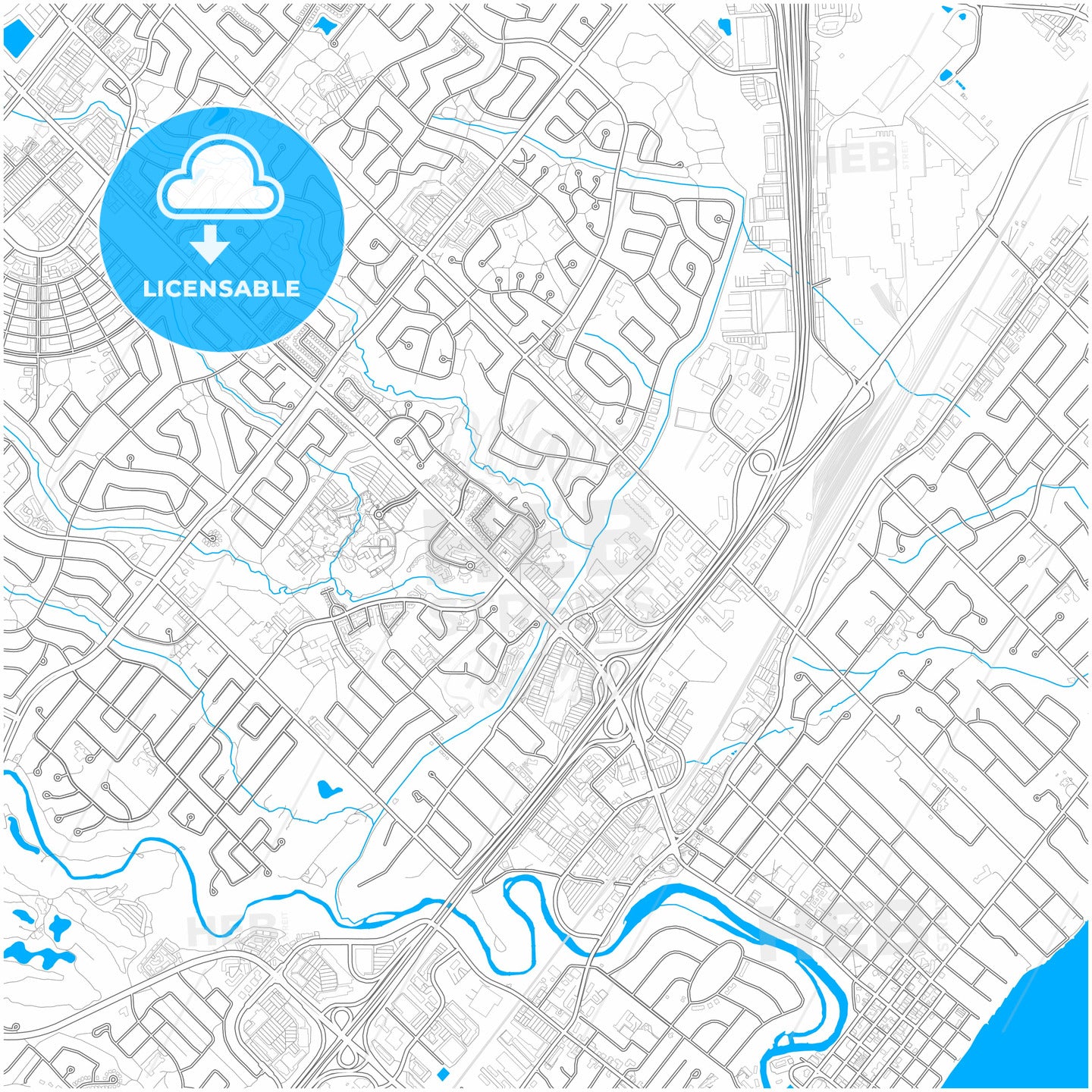 Oakville, Ontario, Canada, city map with high quality roads.