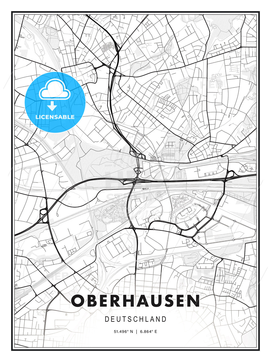 Oberhausen, Germany, Modern Print Template in Various Formats - HEBSTREITS Sketches