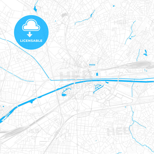 Oberhausen, Germany PDF vector map with water in focus