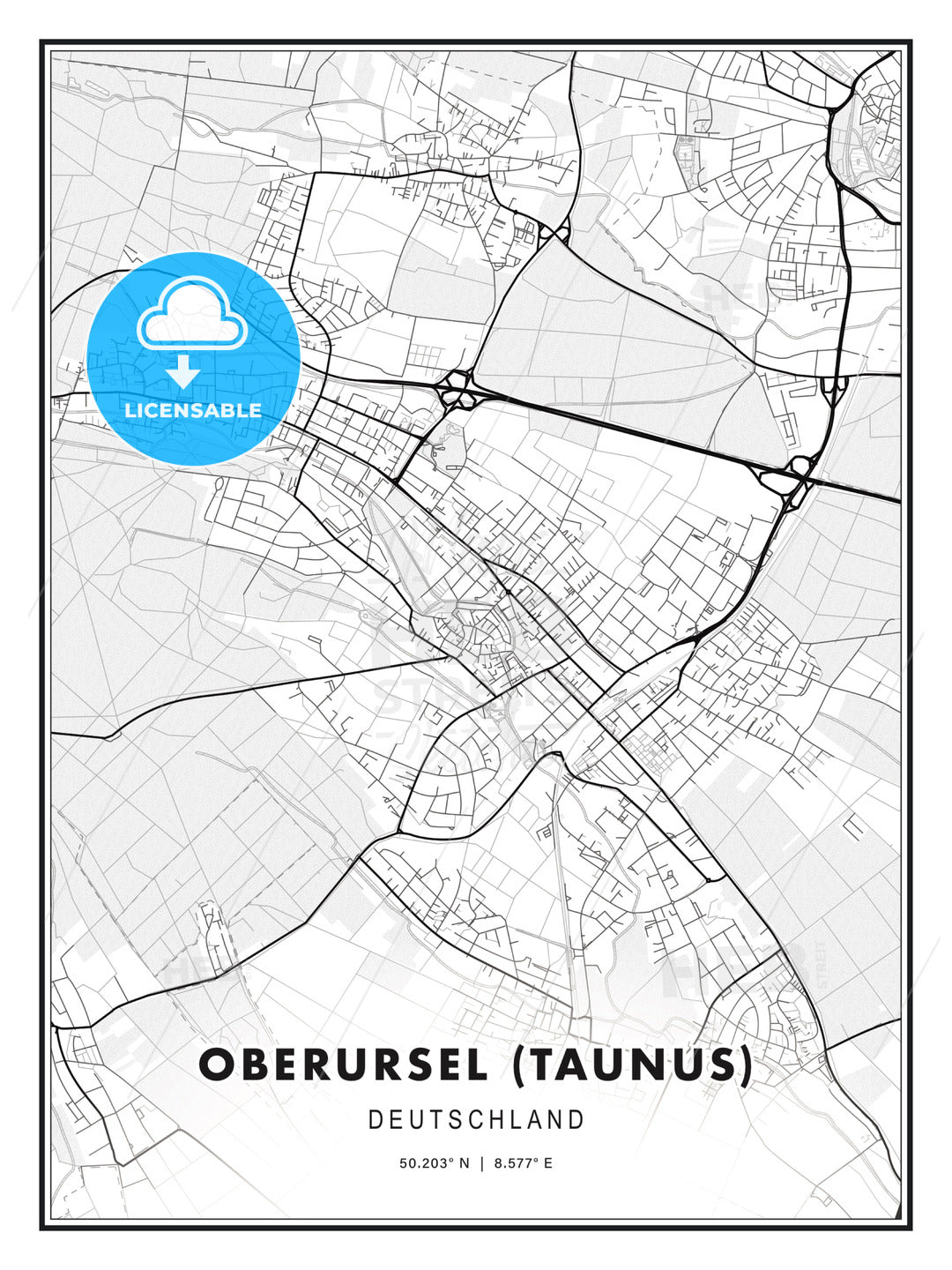 Oberursel (Taunus), Germany, Modern Print Template in Various Formats - HEBSTREITS Sketches