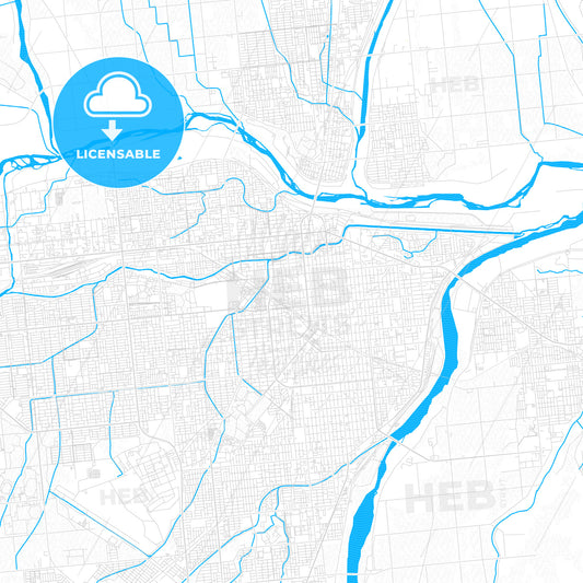 Obihiro, Japan PDF vector map with water in focus