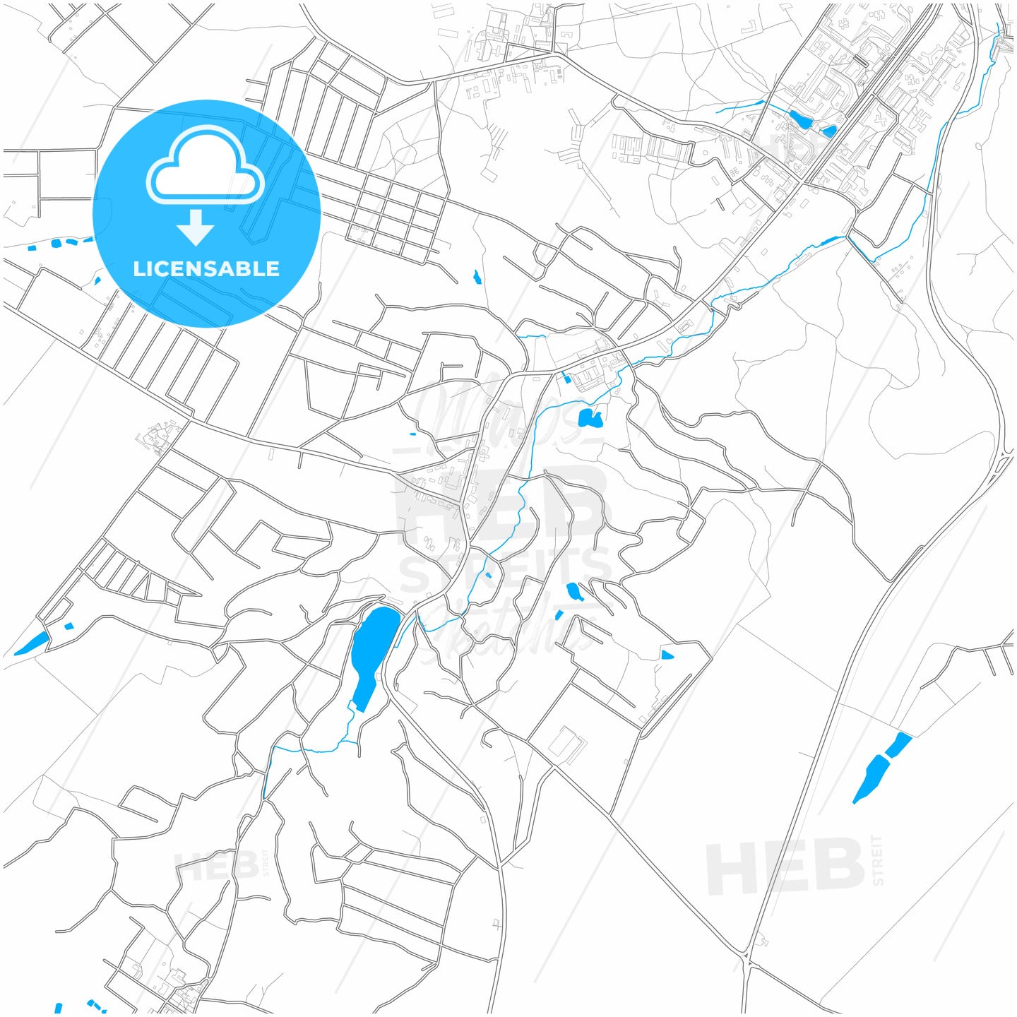 Obukhiv, Kyiv Oblast, Ukraine, city map with high resolution roads 