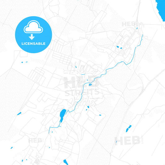 Obukhiv, Ukraine PDF vector map with water in focus