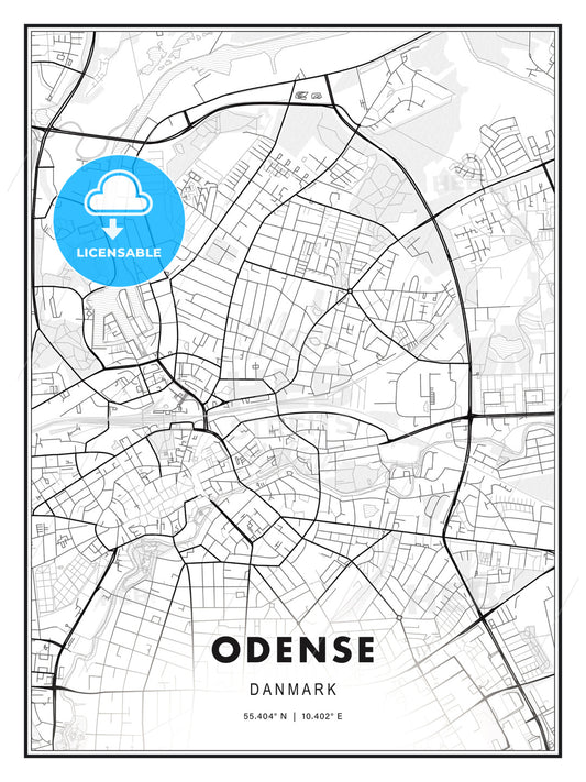 Odense, Denmark, Modern Print Template in Various Formats - HEBSTREITS Sketches