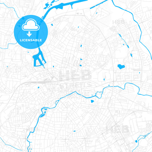 Odense, Denmark PDF vector map with water in focus