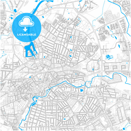 Odense Municipality, Denmark, city map with high quality roads.