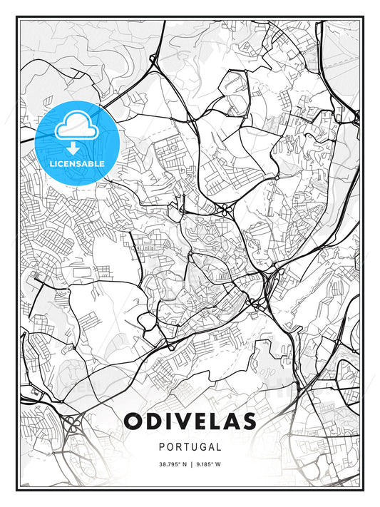 Odivelas, Portugal, Modern Print Template in Various Formats - HEBSTREITS Sketches