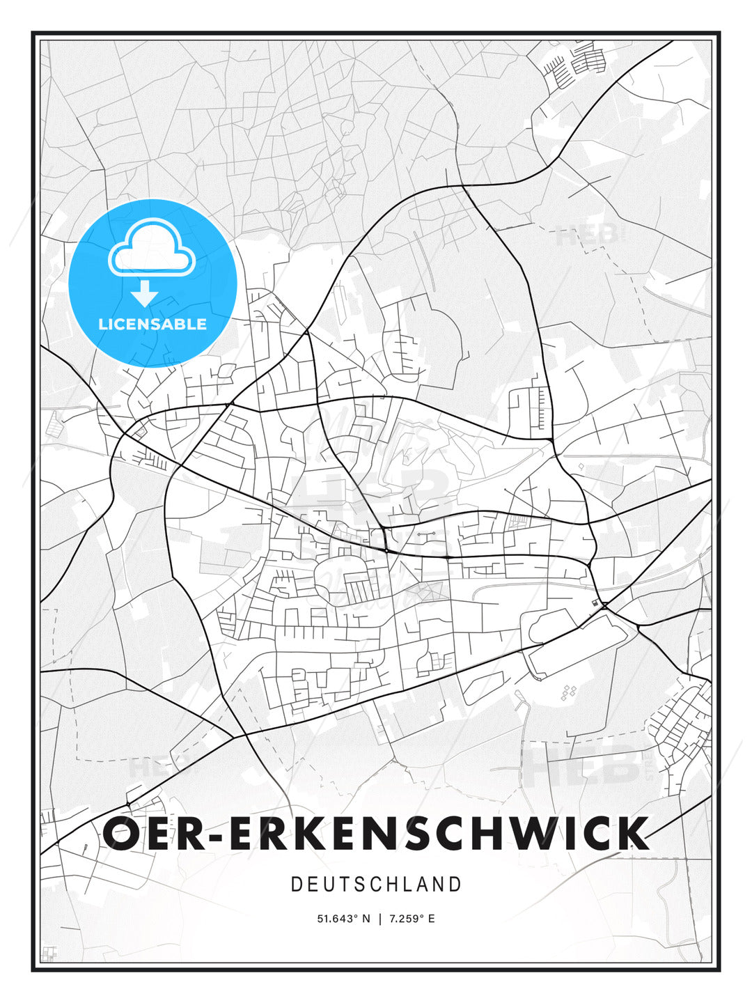 Oer-Erkenschwick, Germany, Modern Print Template in Various Formats - HEBSTREITS Sketches