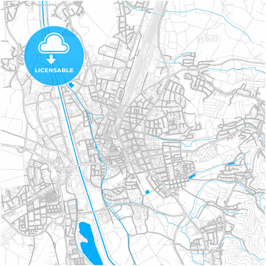 Offenburg, Baden-Wuerttemberg, Germany, city map with high quality roads.