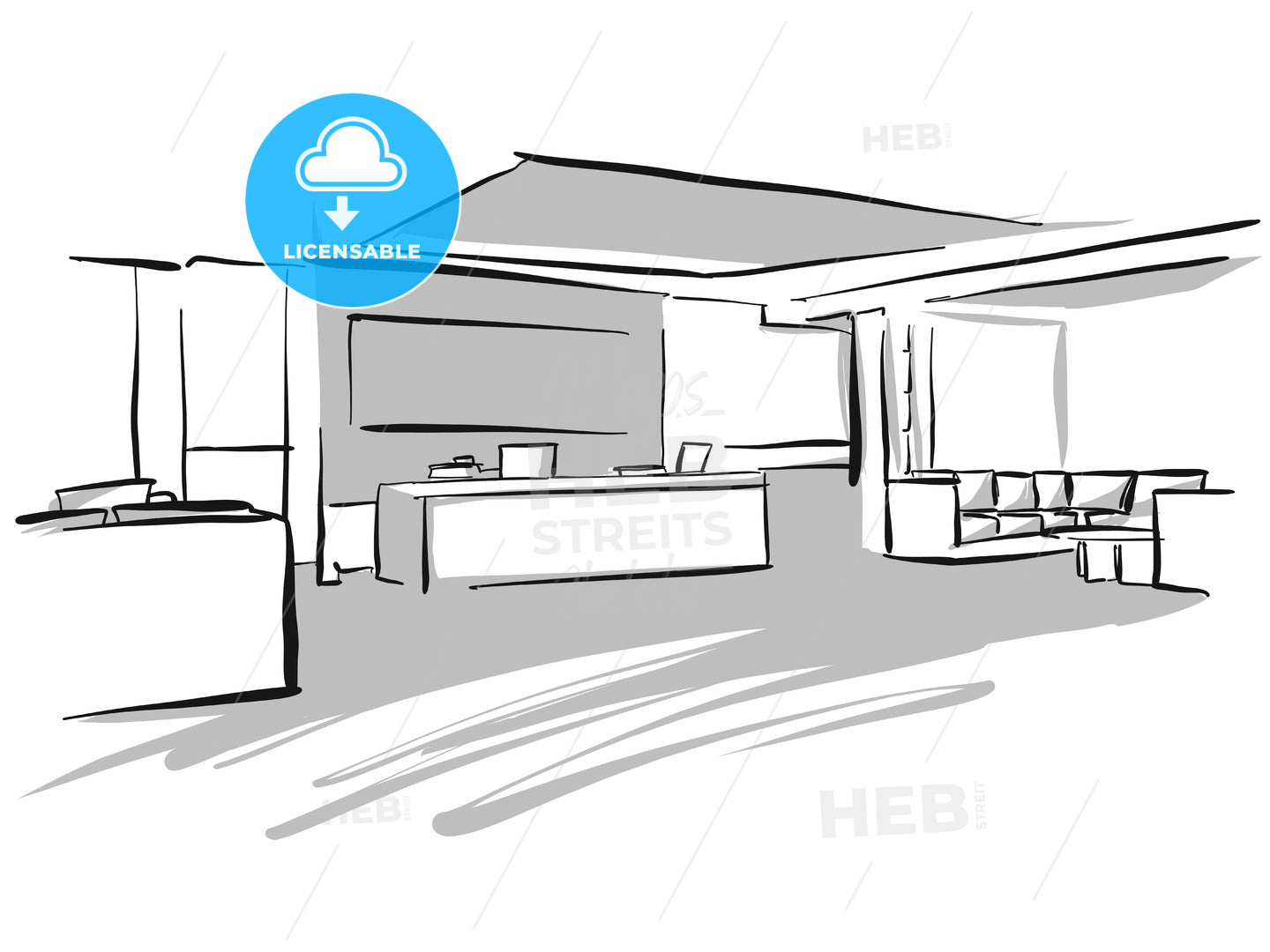 Office entry area design sketch – instant download
