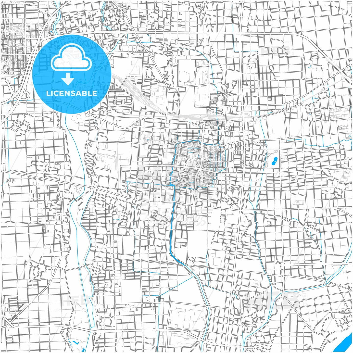 Ōgaki, Gifu, Japan, city map with high quality roads.