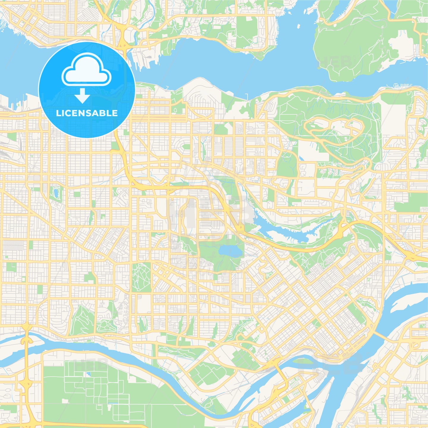 Empty vector map of Burnaby, British Columbia, Canada