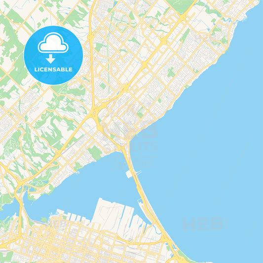 Empty vector map of Burlington, Ontario, Canada