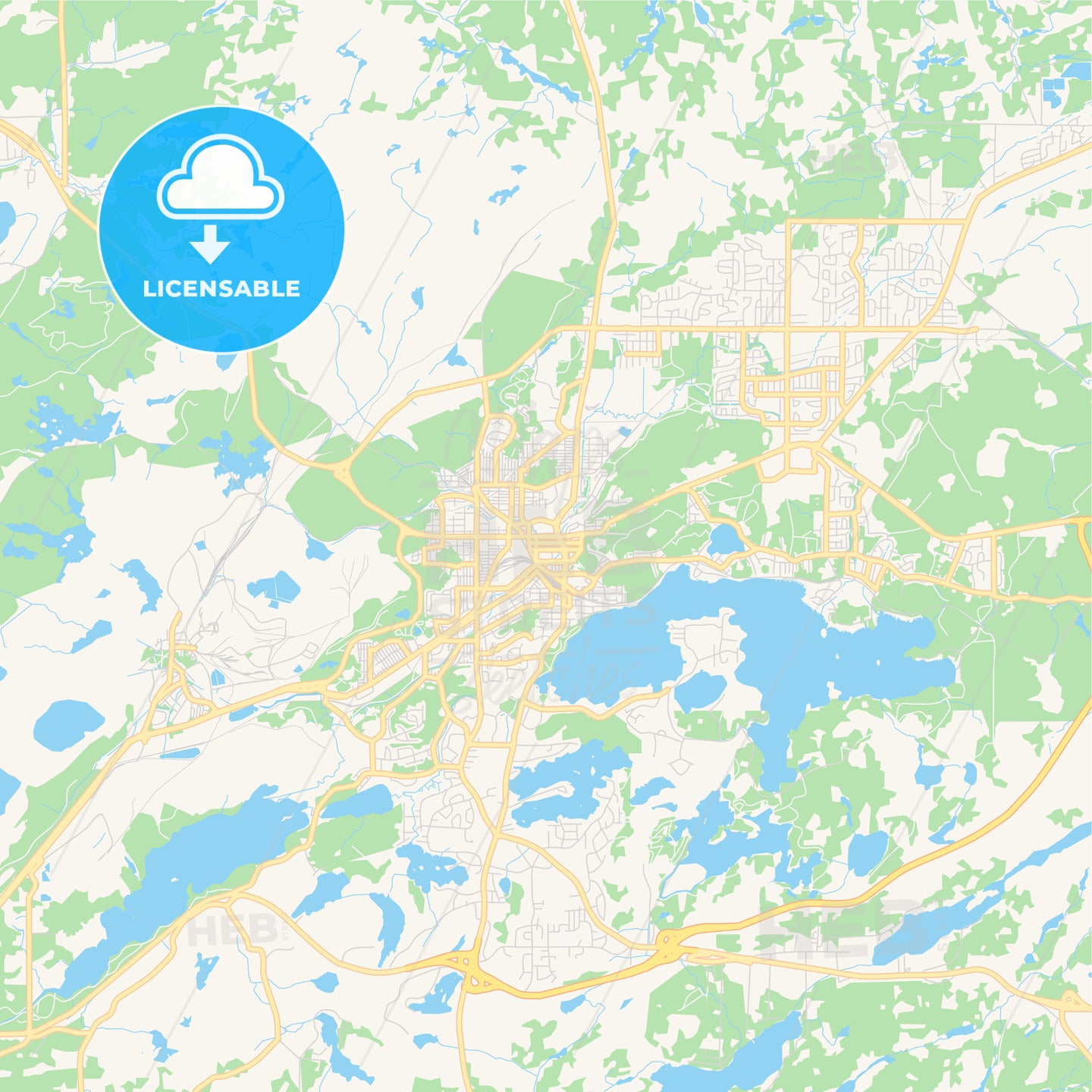 Empty vector map of Greater Sudbury, Ontario, Canada