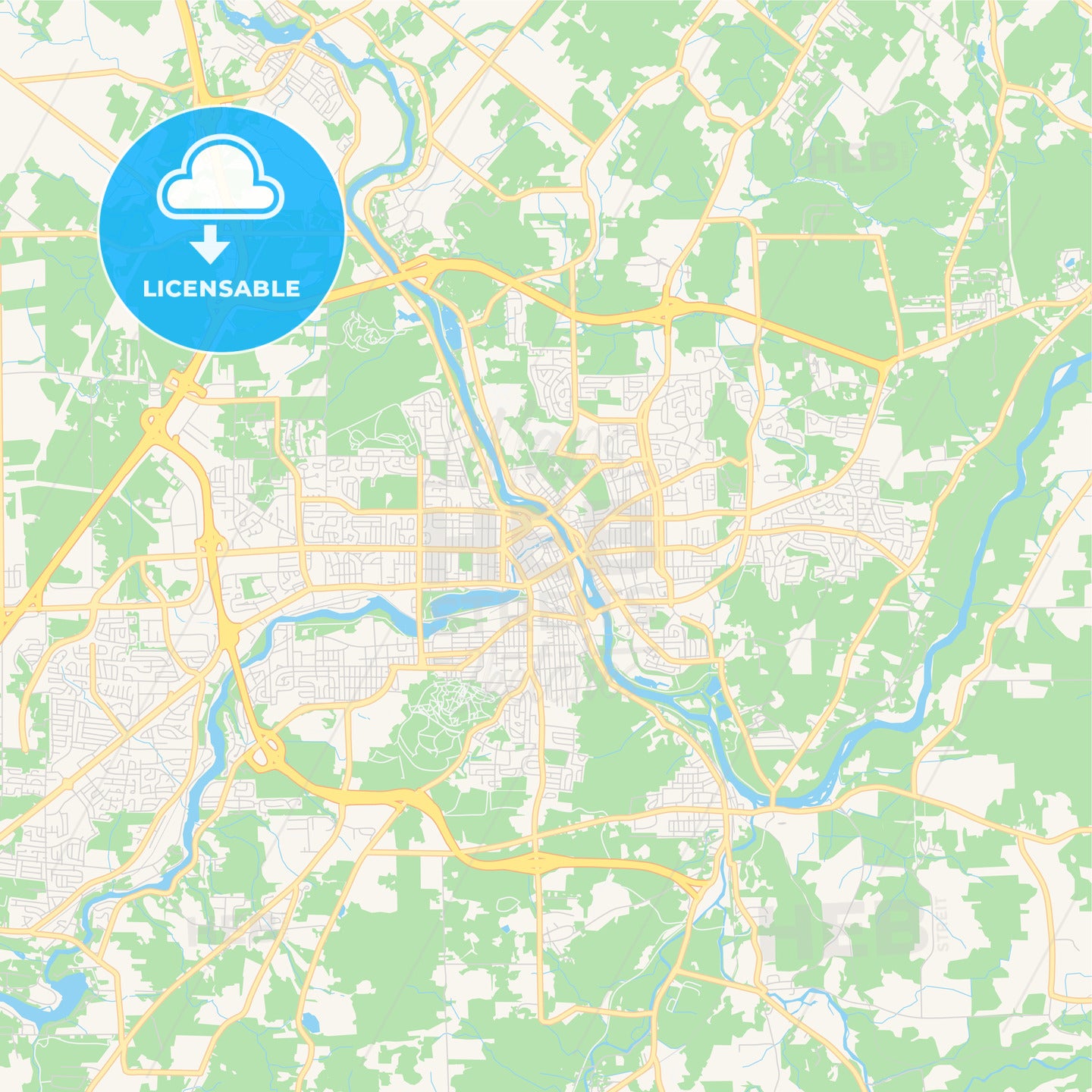 Empty vector map of Sherbrooke, Quebec, Canada