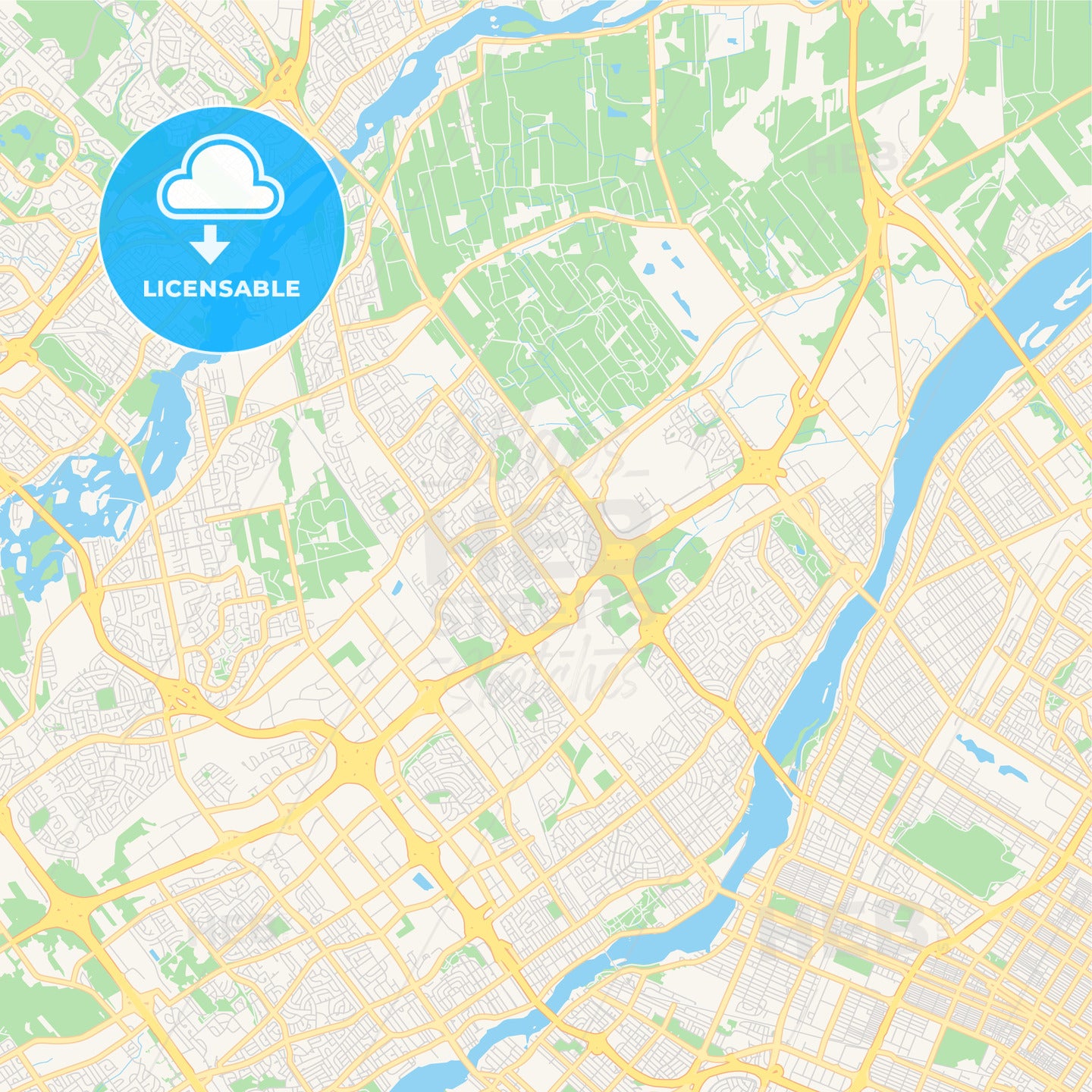 Empty vector map of Laval, Quebec, Canada