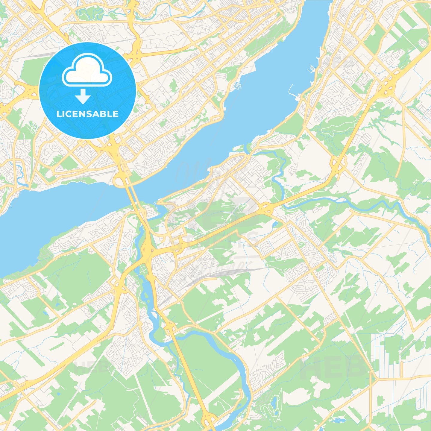 Empty vector map of Lévis, Quebec, Canada