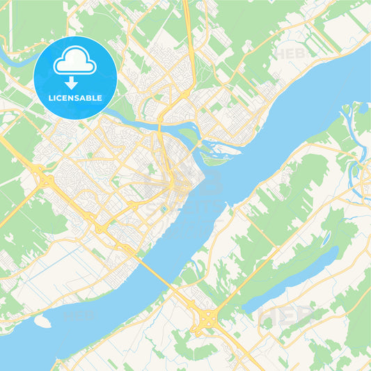 Empty vector map of Trois-Rivières, Quebec, Canada