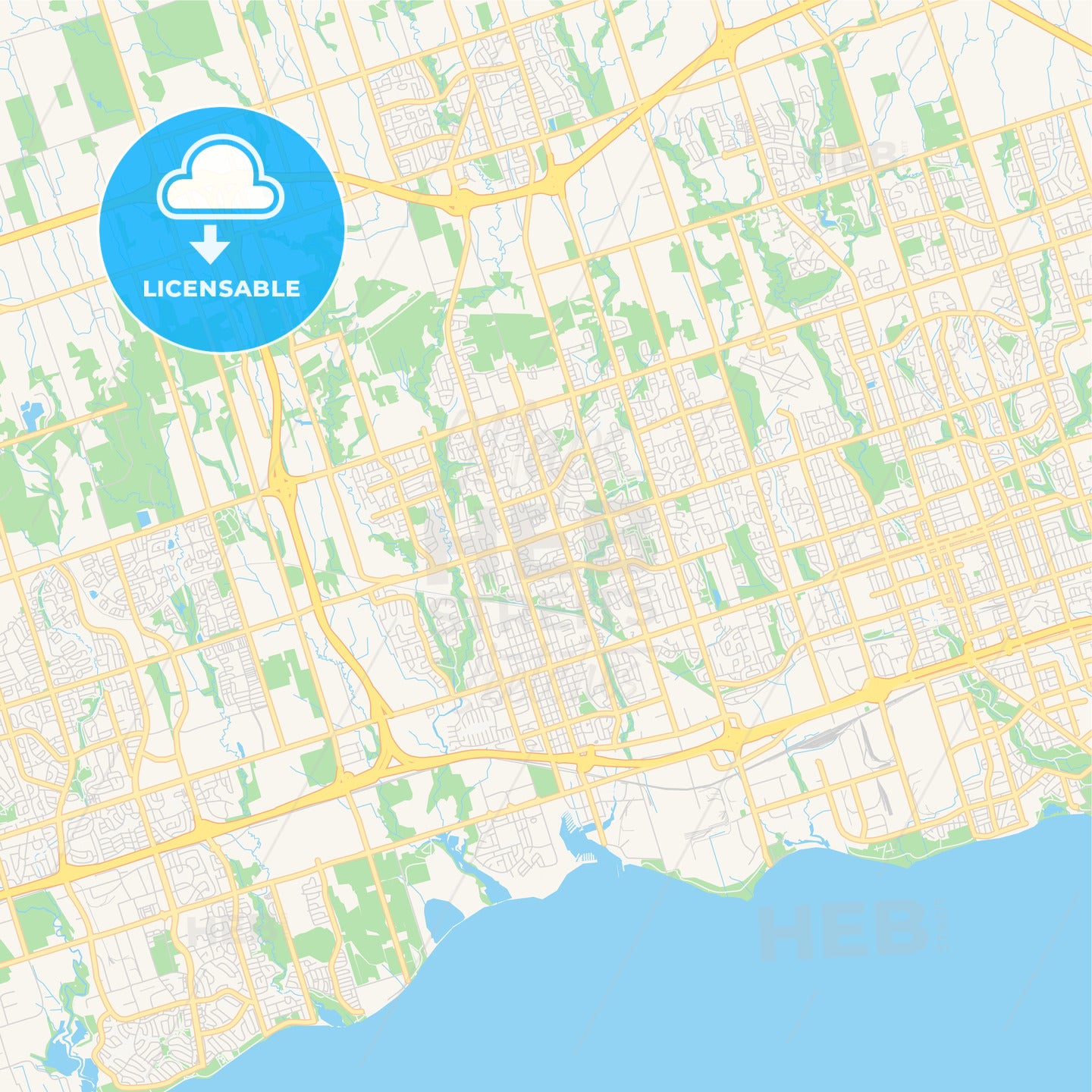 Empty vector map of Whitby, Ontario, Canada