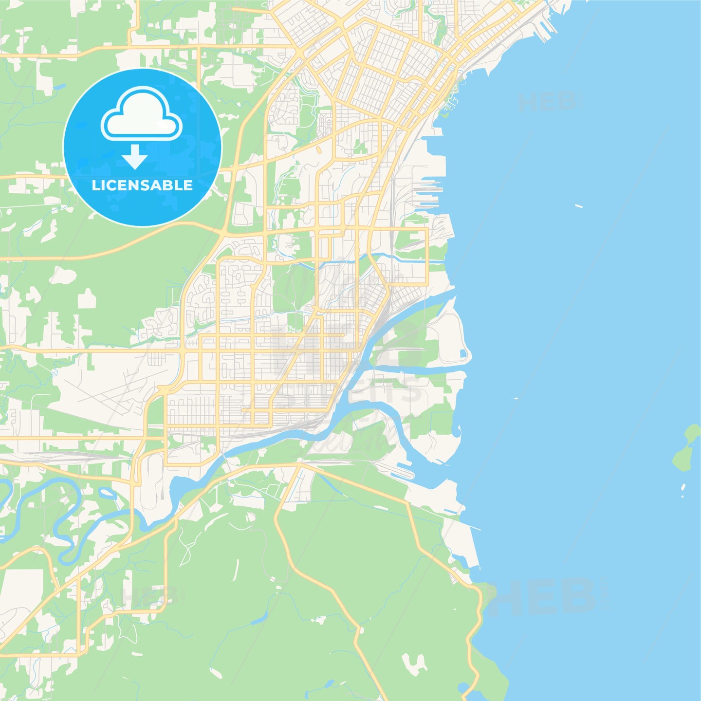 Empty vector map of Thunder Bay, Ontario, Canada