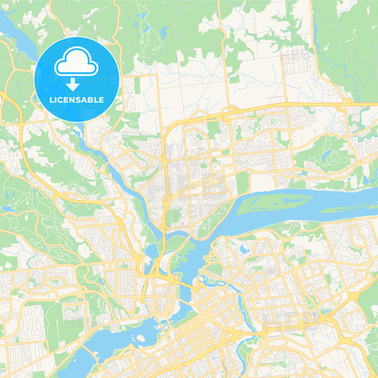 Empty vector map of Gatineau, Quebec, Canada