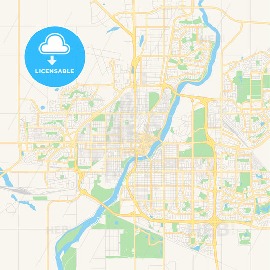 Empty vector map of Saskatoon, Saskatchewan, Canada