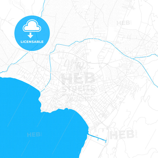 Ohrid, North Macedonia PDF vector map with water in focus