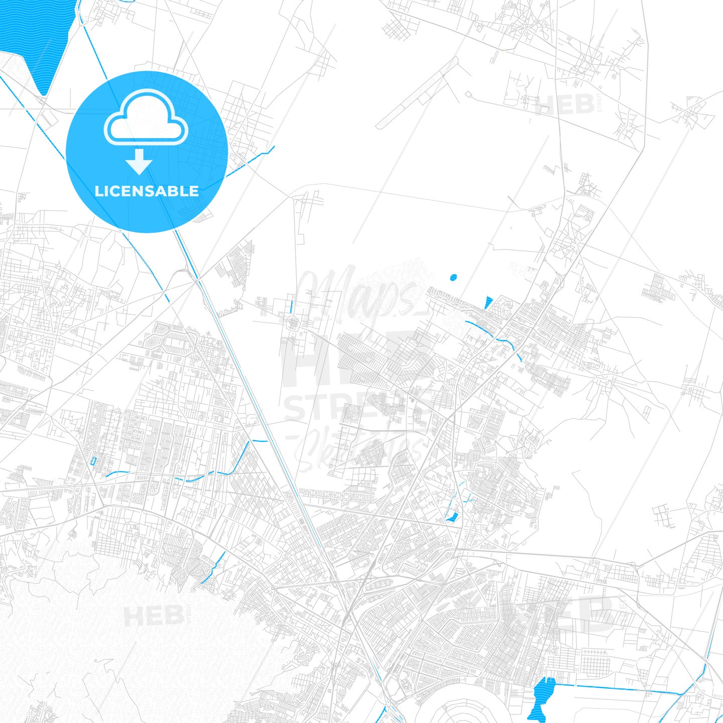 Ojo de Agua, Mexico PDF vector map with water in focus