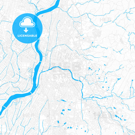 Okazaki, Japan PDF vector map with water in focus